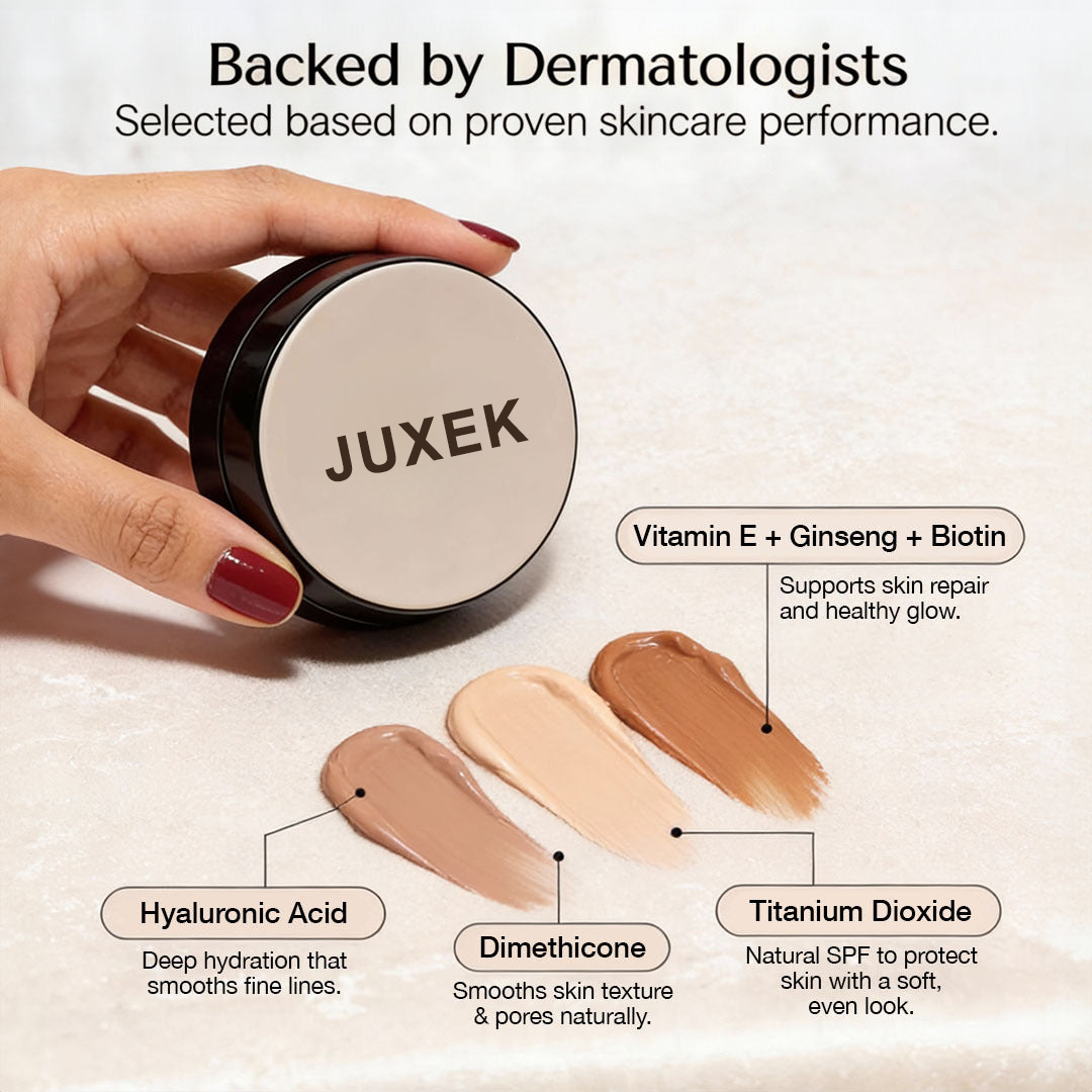 Juxek™ Foundation Cushion | Reduces up to 99% of fine lines for visibly rejuvenated skin.
